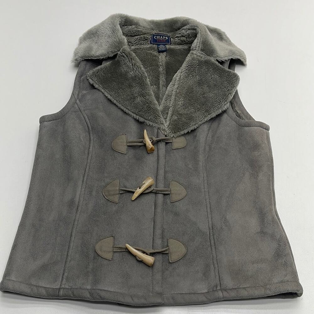 CHAPS Women’s Medium Gray Velour / Fleece Vest